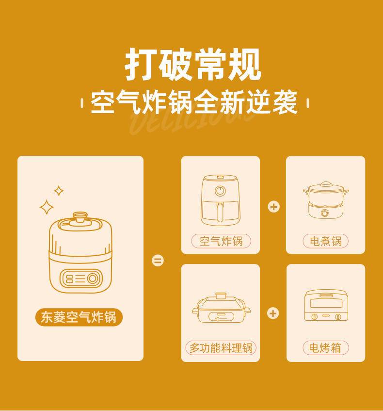 东菱（Donlim）空气炸锅 家用 多功能小食料理电煮锅 煮火锅透明可视 无油炸薯条机 DL-7711