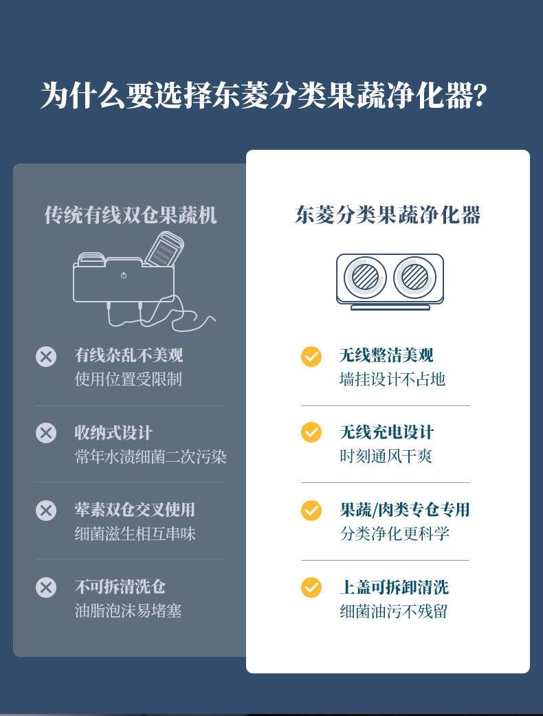 东菱Donlim 果蔬清洗机 蔬菜水果去农残净化机器 家用 洗菜消毒器 食材清洁 无线双头二代升级款DL-1271