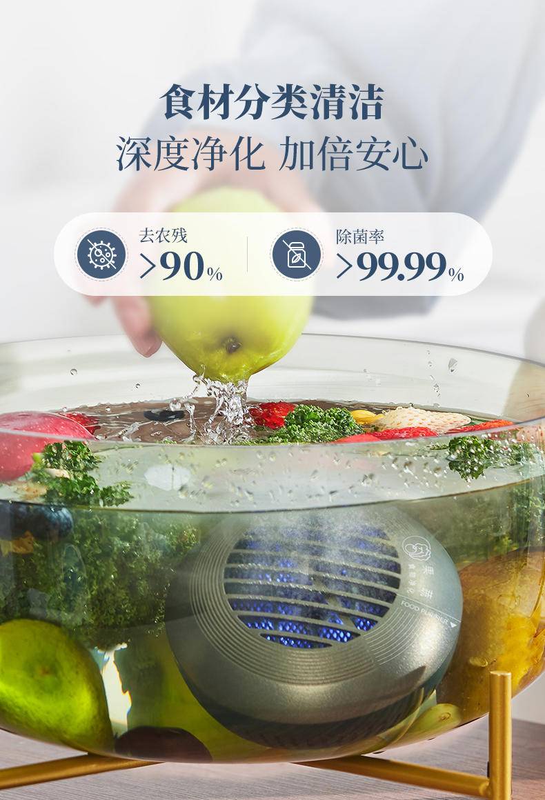 东菱Donlim 果蔬清洗机 蔬菜水果去农残净化机器 家用 洗菜消毒器 食材清洁 无线双头二代升级款DL-1271