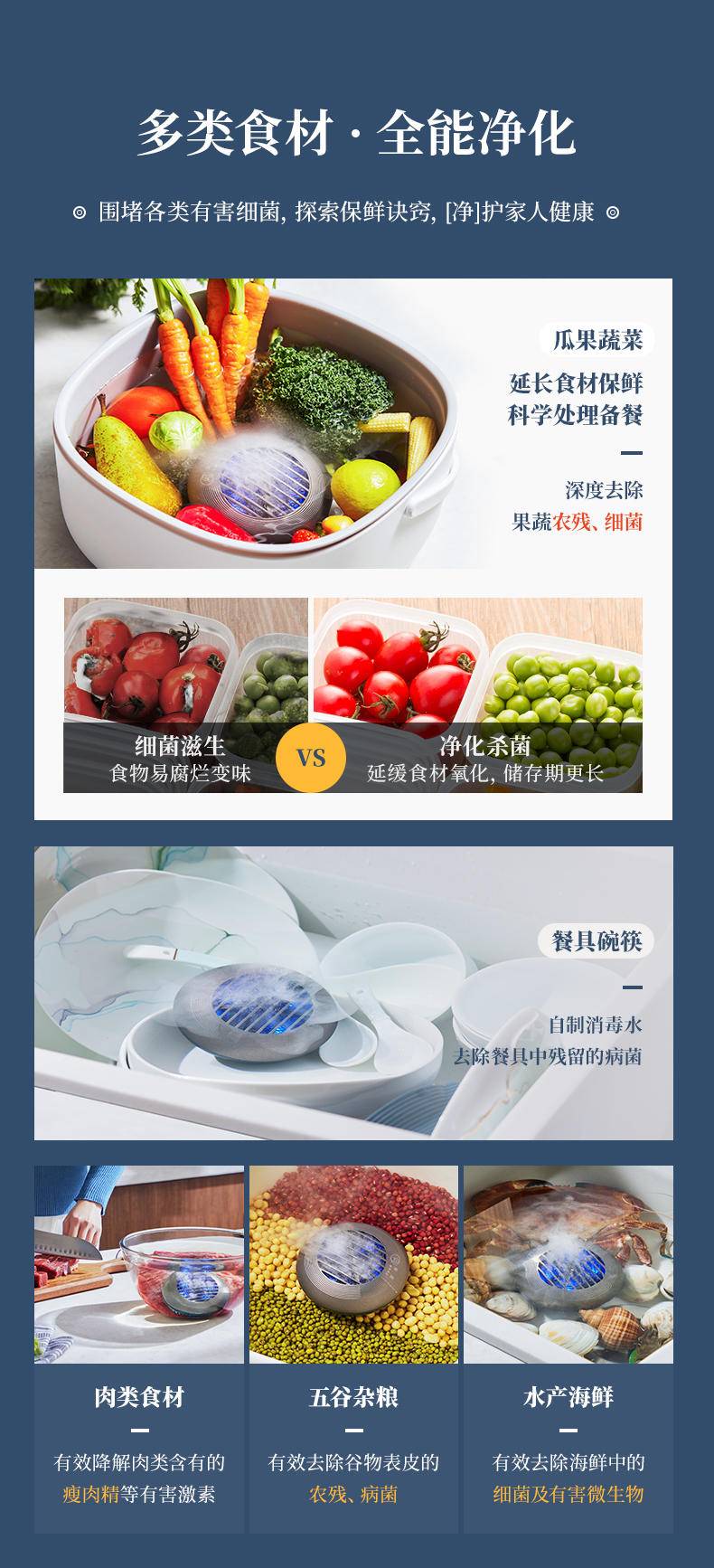 东菱Donlim 果蔬清洗机 蔬菜水果去农残净化机器 家用 洗菜消毒器 食材清洁 无线双头二代升级款DL-1271