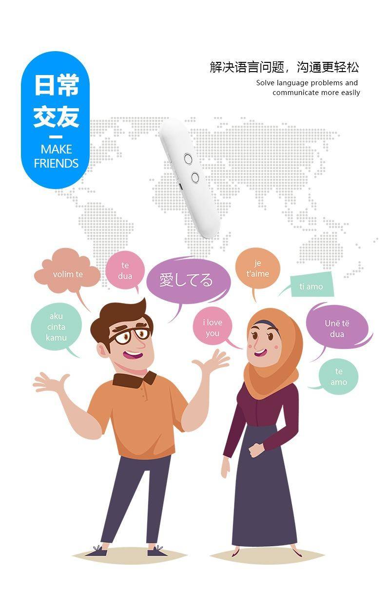 T4新款小型翻译机 出国旅游智能录音翻译棒 多语音智能翻译器
