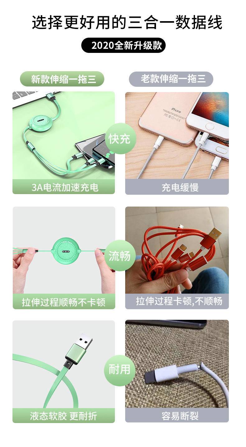 惠麦 砖石数据线颜色随机发