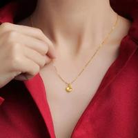 中国黄金三生有幸黄金项链女纯金杏叶 吊坠18K金锁骨链足金999