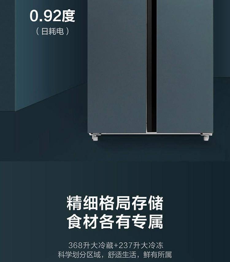 康佳605升对开门大冰箱 风冷无霜 一级变频 三维风循环 云离子养鲜 急速冷冻 BCD-605WD5EBLP