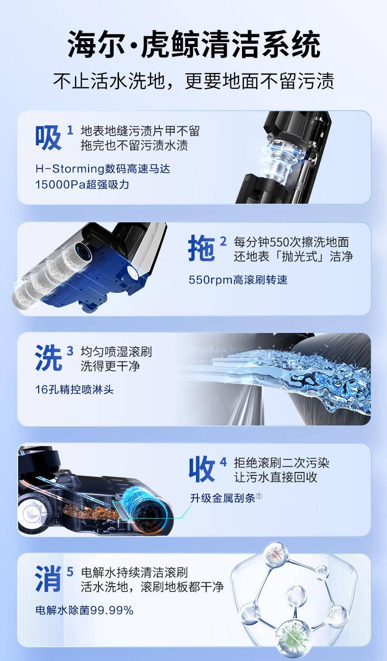 海尔G600智能家用洗地机拖吸一体机 吸扫洗拖地自清洁拖地机吸尘器