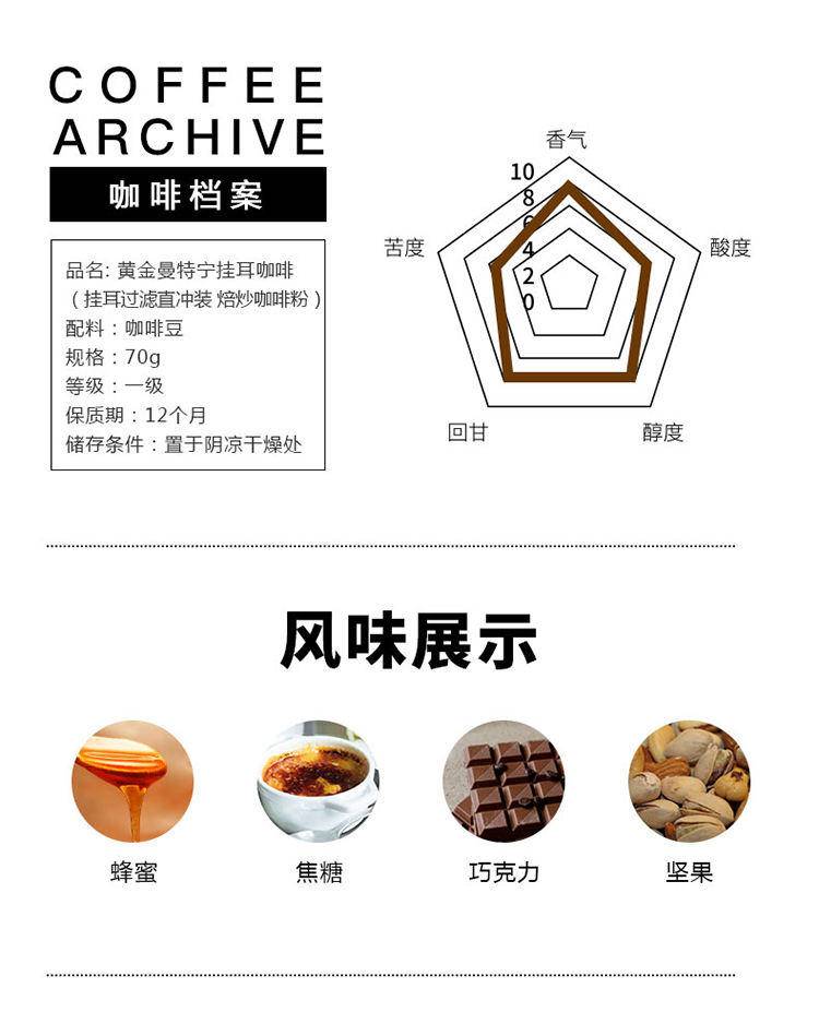 野鼬咖啡蓝山漫步情怀挂耳咖啡手冲滤挂黑咖啡粉礼盒 （咖啡*3+马克杯*1）