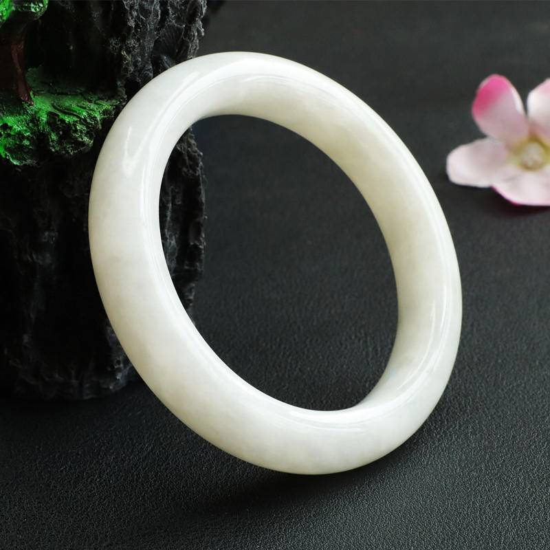 天然和田玉手镯羊脂白玉手环玉石（带证书）