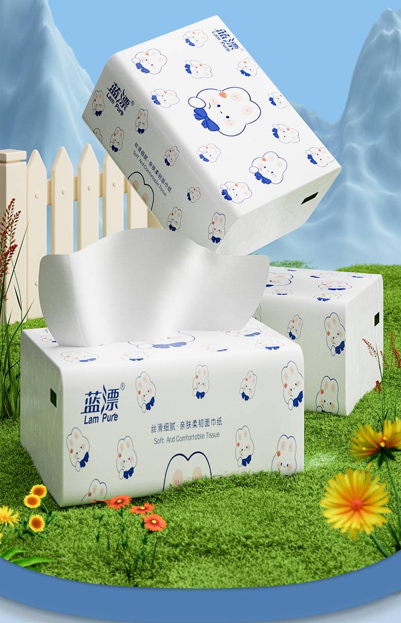 LP-43875蓝漂白色抽纸（草莓兔）