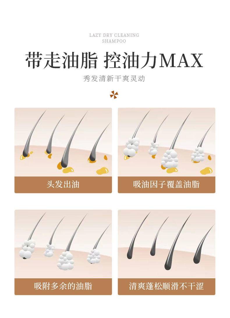 UROSE免洗净爽洗发露懒人神器免吹干蓬松清爽控油 不油腻100g*2瓶