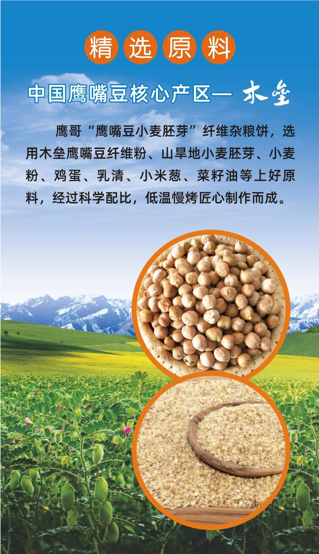 鹰哥小麦胚芽鹰嘴豆纤维饼480g*2盒