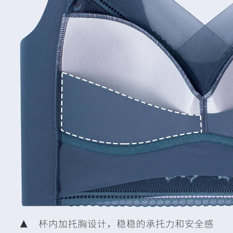 纤丝鸟 （加肥加大版80-210斤可穿）轻薄无痕蕾丝无钢圈聚拢背心文胸固定杯U型美背内衣YXW222