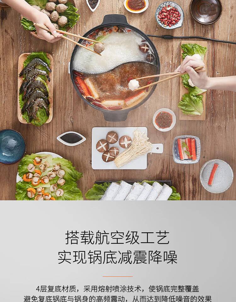 九阳多功能家用鸳鸯锅IH电磁加热分体式电火锅4.5L C21-HG3