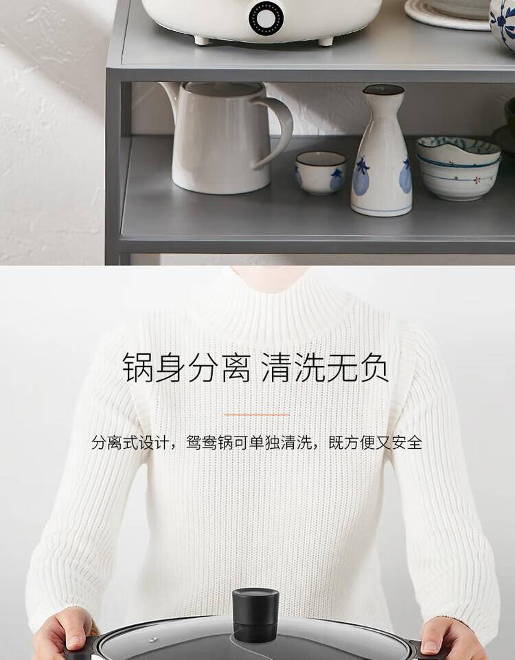 九阳多功能家用鸳鸯锅IH电磁加热分体式电火锅4.5L C21-HG3