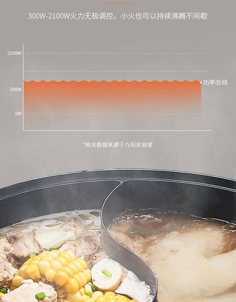 九阳多功能家用鸳鸯锅IH电磁加热分体式电火锅4.5L C21-HG3