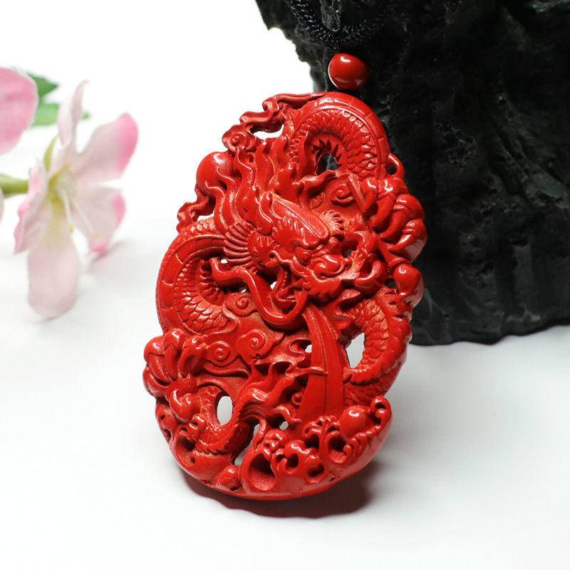 朱砂龙牌吊坠挂件项链