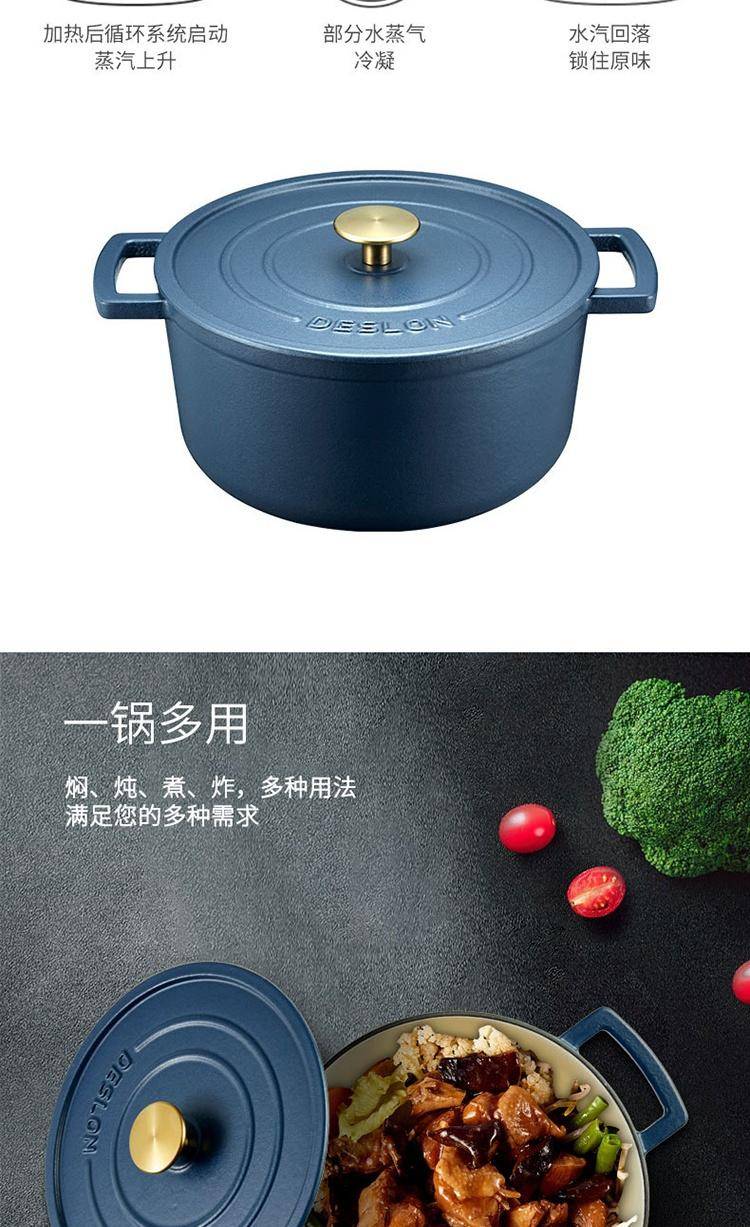 德世朗珐琅铸铁锅 蓝色 DFS-T128B