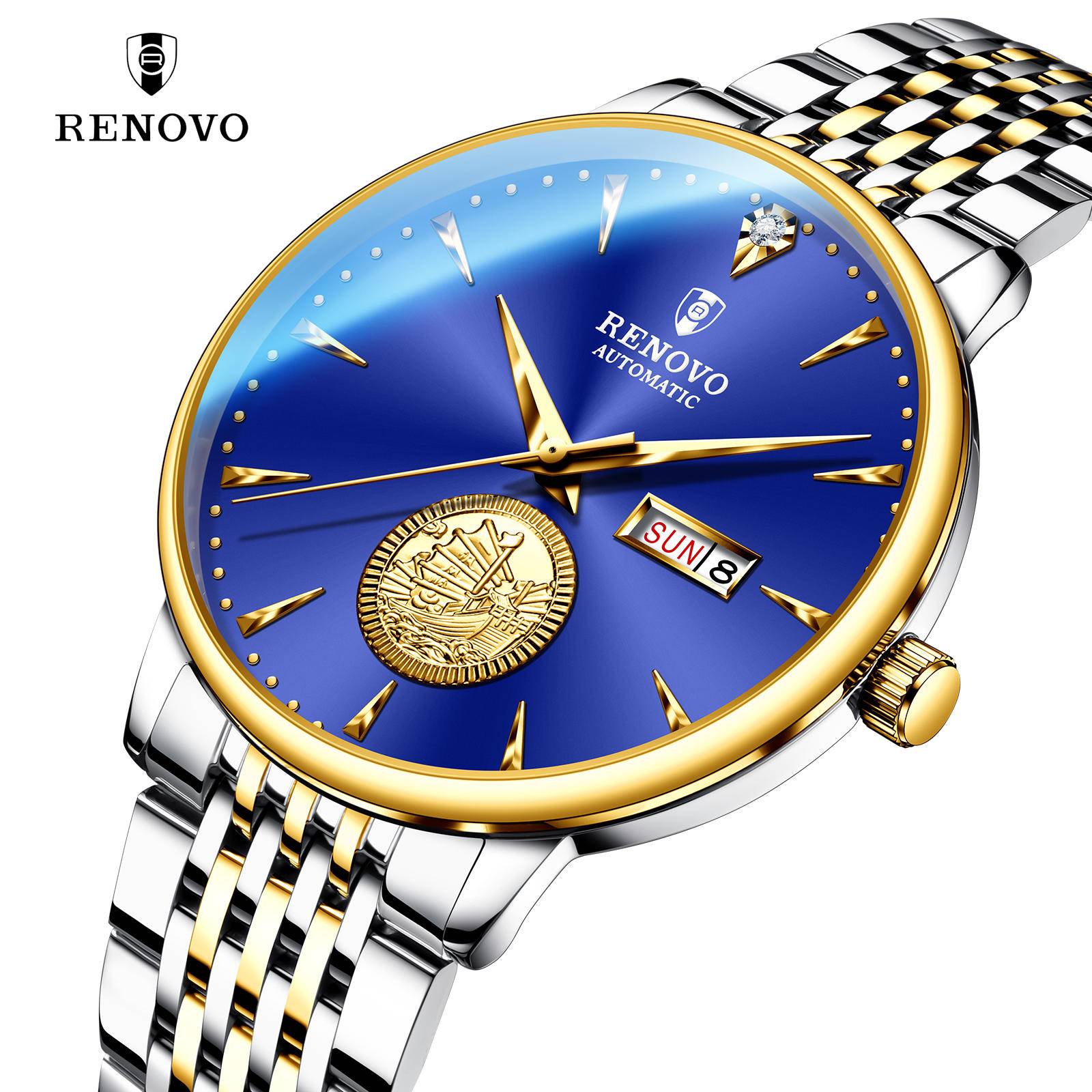 国品牌 RENOVO罗诺威R33110机械表 (钢)间金蓝