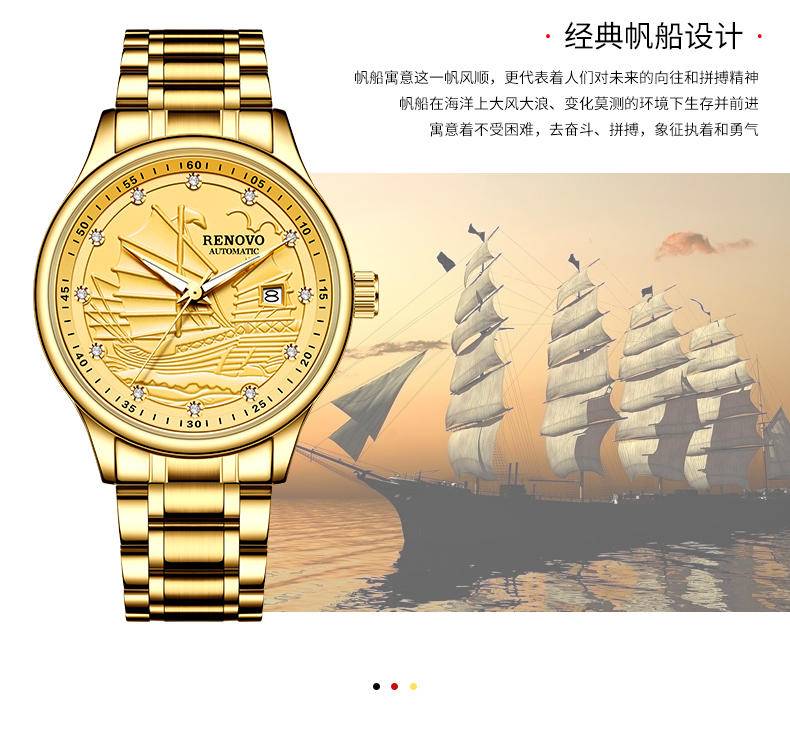 德国品牌 RENOVO罗诺威R33121机械表(钢)全金