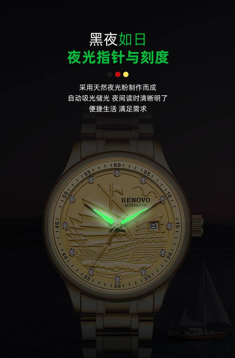 德国品牌 RENOVO罗诺威R33121机械表(钢)全金