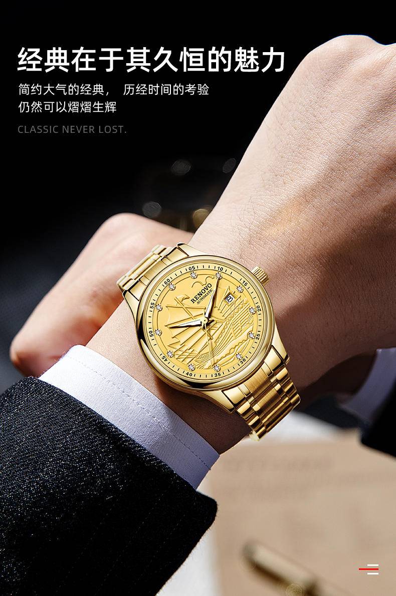 德国品牌 RENOVO罗诺威R33121机械表(钢)全金