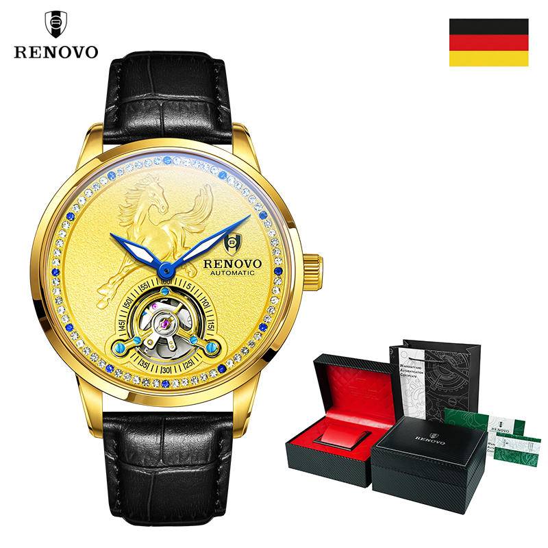 德国品牌 RENOVO罗诺威R33132机械（金面）男士手表