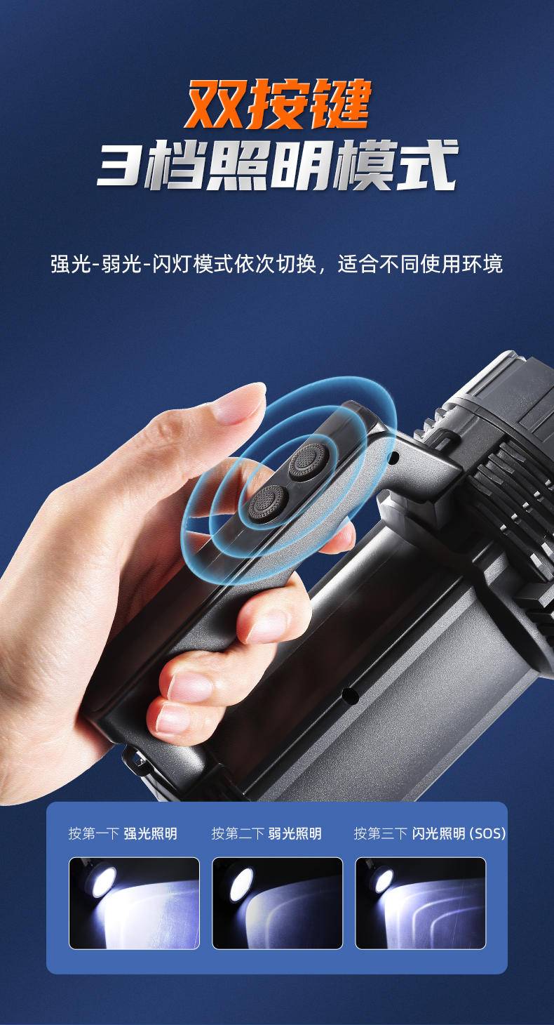 康铭大光斑强光锂电LED手提灯 KM-2695