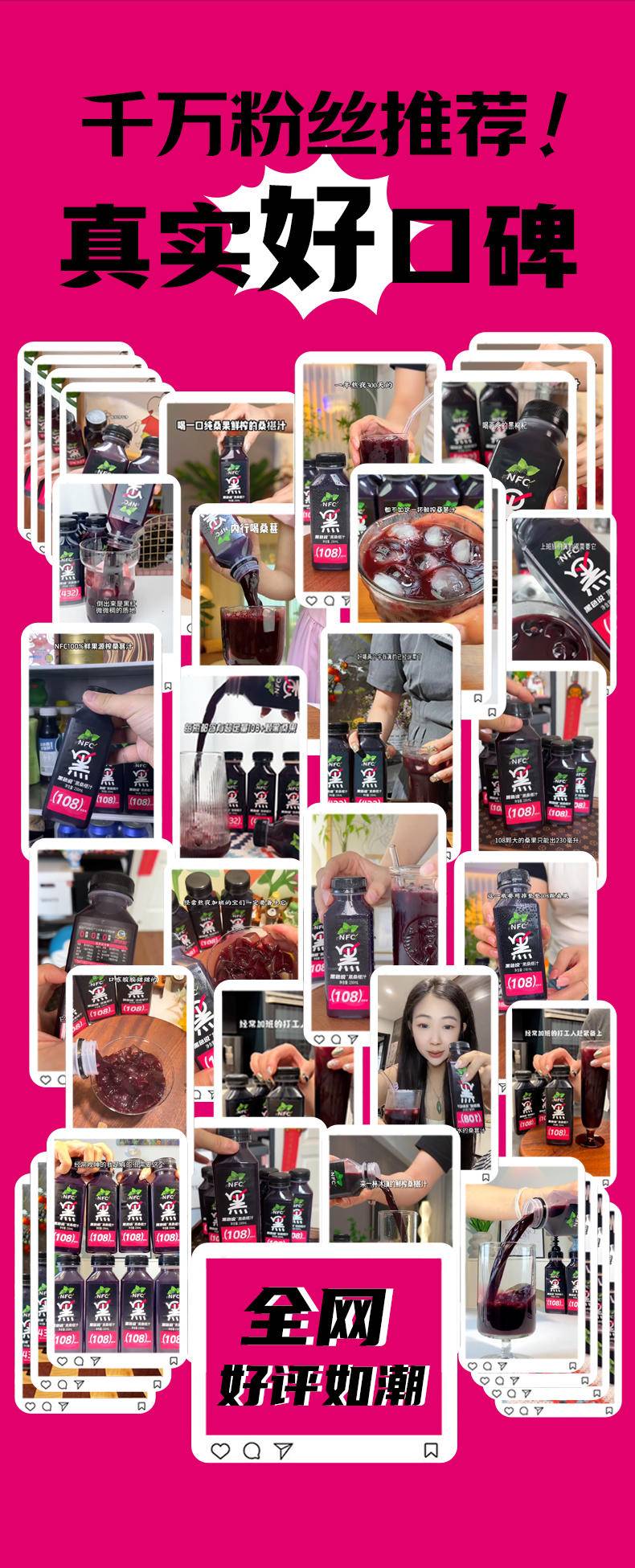 【年货节】椹动力NFC桑纯桑葚汁小黑瓶230ml*8瓶