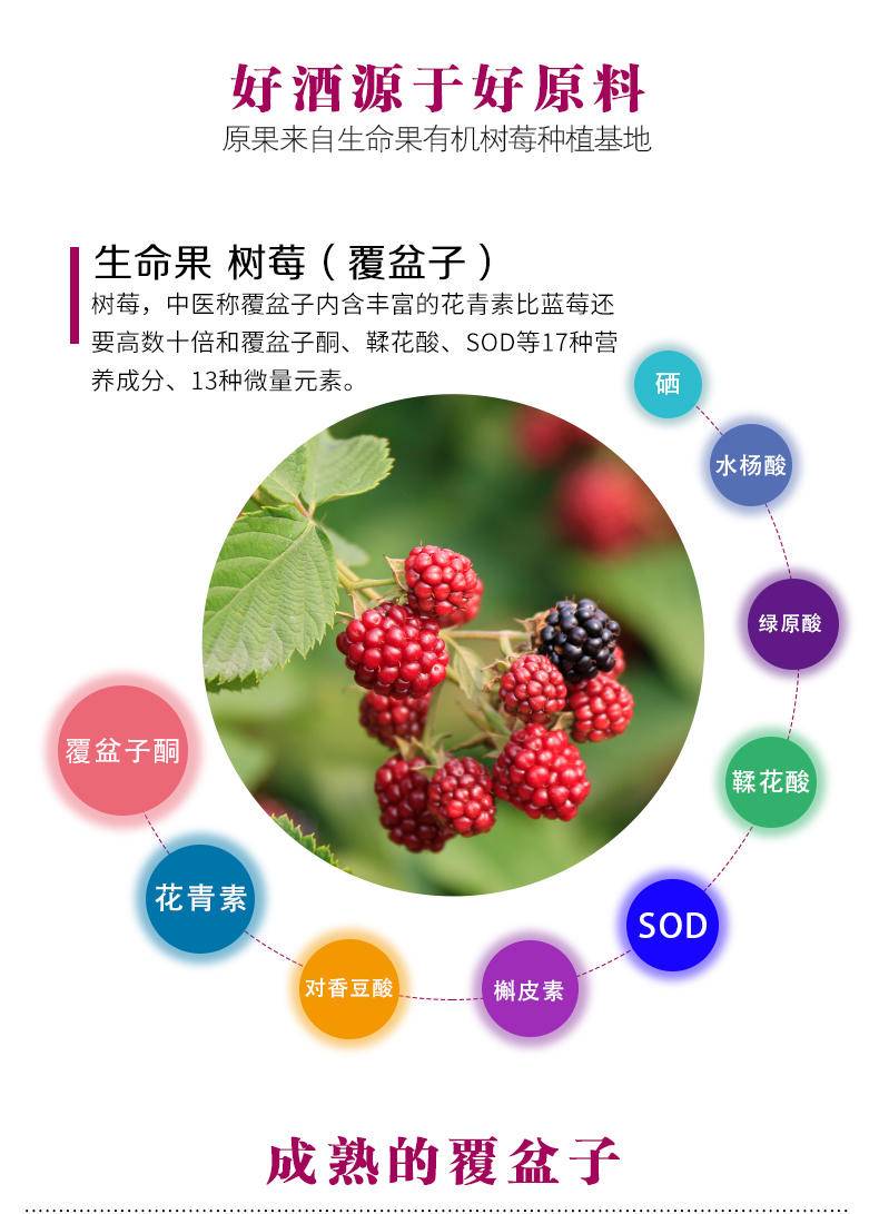 生命果覆盆子（树莓）配置酒38度 150ml*6瓶/箱