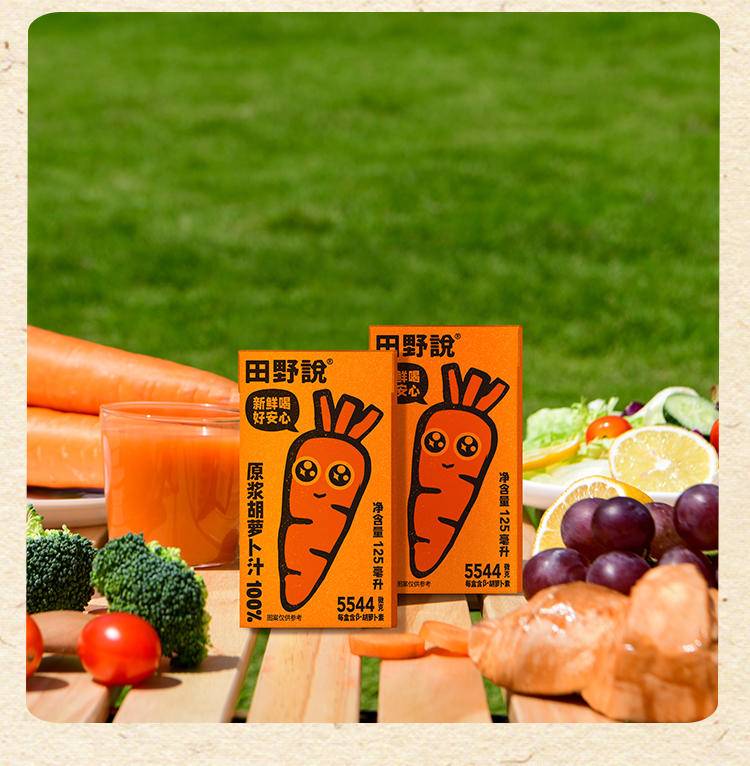 田野说 100%胡萝卜汁 125ml*16盒/箱