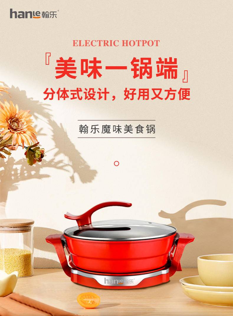 翰乐 魔味可拆卸多功能电火锅 HL-CTS500
