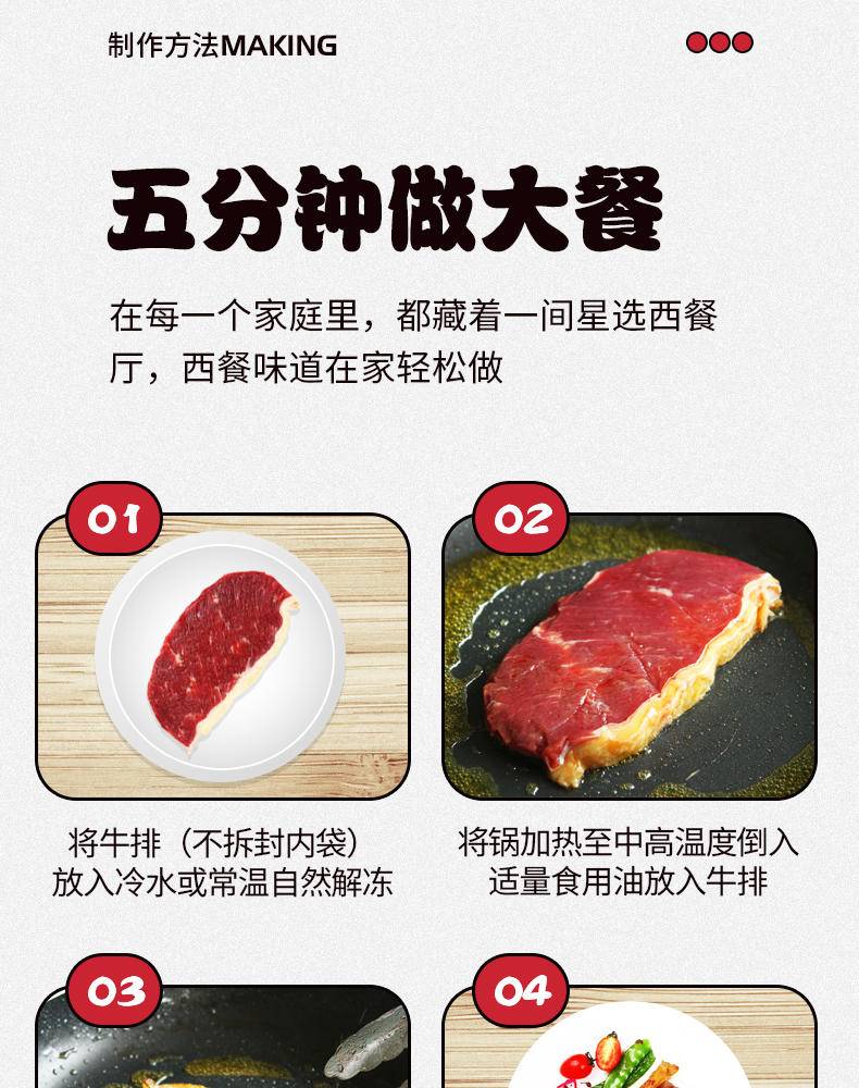 【集采】快捷厨房 原切草饲眼肉牛排+180g/袋