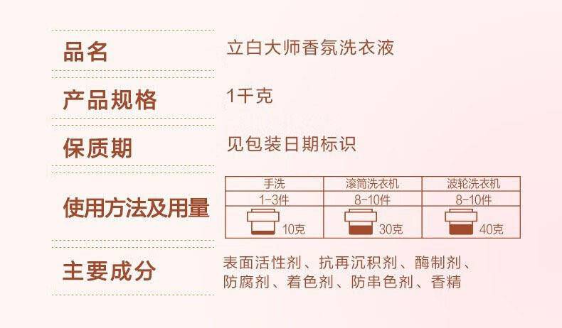 【集采】立白 大师香氛洗衣液持久留香 1000*4瓶/箱*1kg