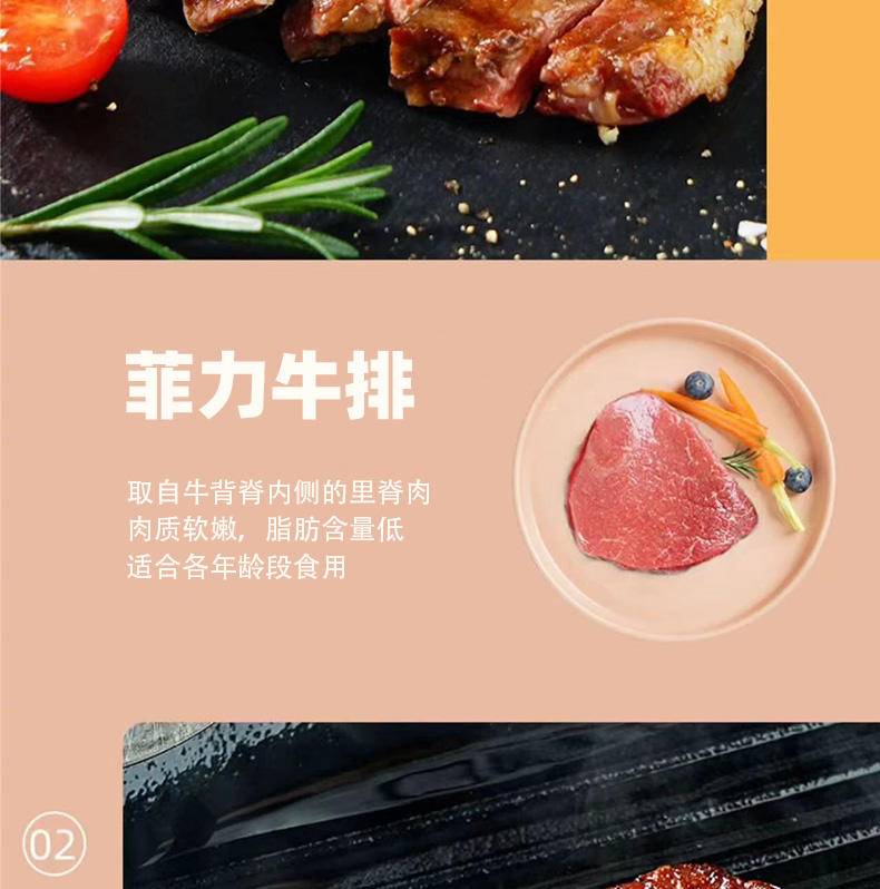 集肴 牛肉套餐系列 西冷5份*100g+菲力5份*100g+眼肉5份*100g+刀叉1份+酱料15份+海盐15份