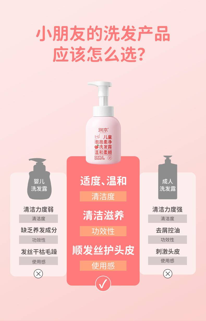 润本儿童泡泡柔净洗发露350ml