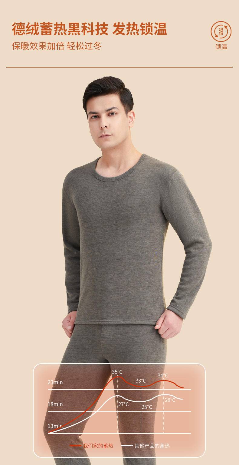 俞兆林 加绒加厚德绒发热男士保暖套装400G ZX-YZL24B10125