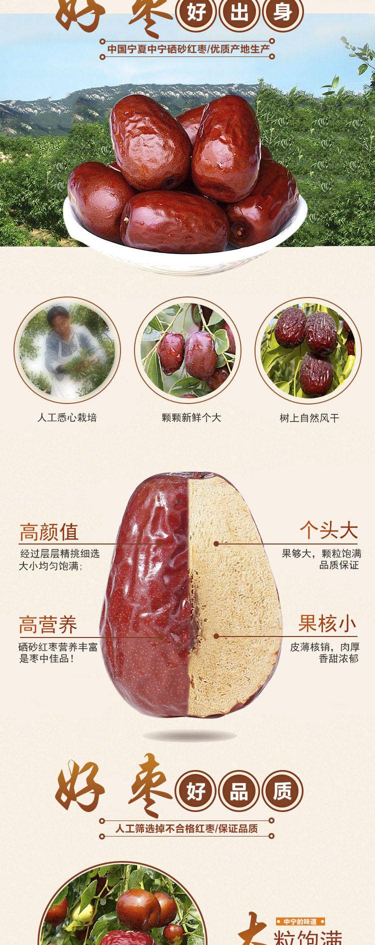 杞小树 宁夏红枣 软糯香甜 大枣 500g