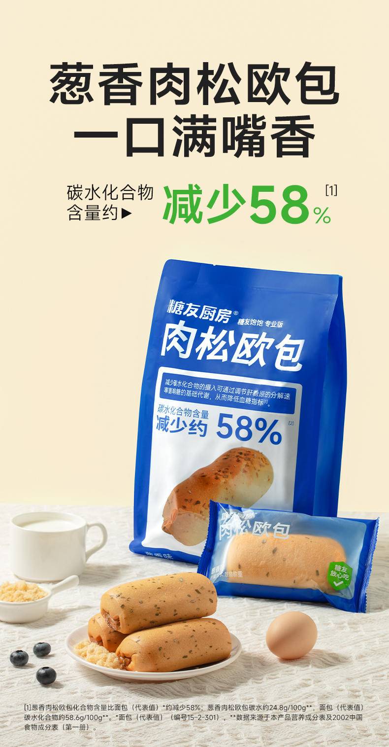 糖友厨房 葱香肉松欧包 240g