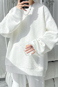 野团提花卫衣情侣长袖T恤大码宽松圆领上衣外套男女同款