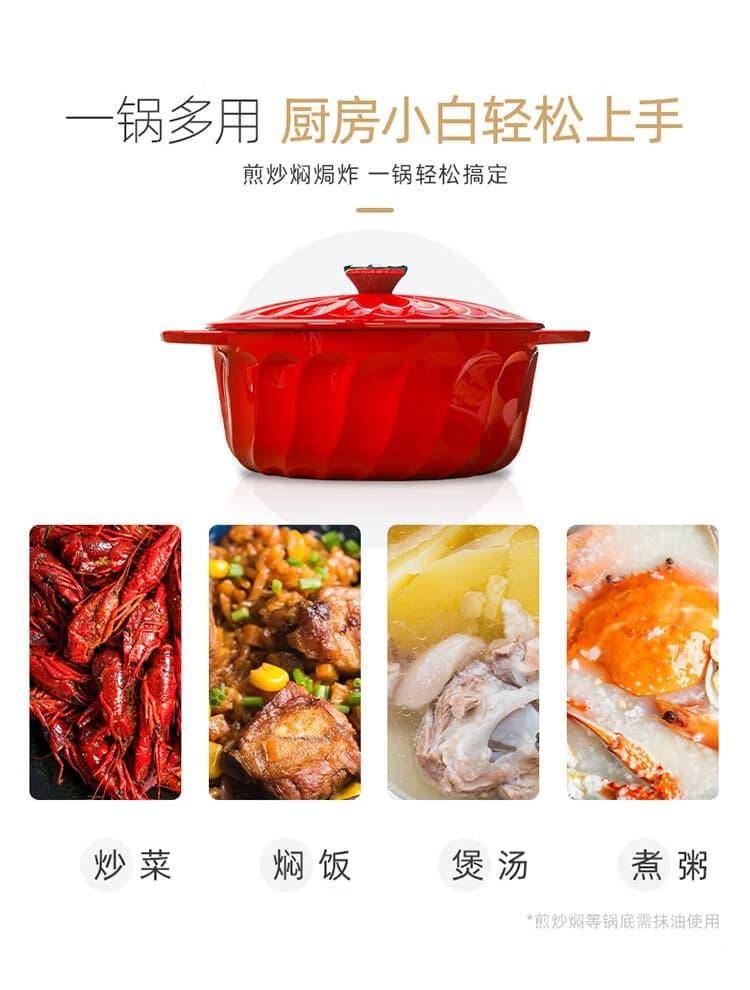 康宁珐琅锅铸铁锅家用煮锅炖锅汤锅煲汤锅炖肉锅多功能锅 炫纹珐琅锅 22cm