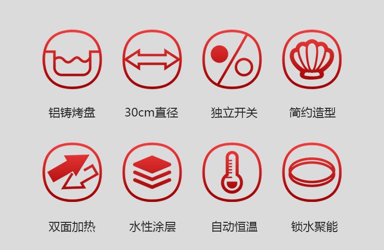 辉涵优选 荣事达电饼铛 家用大容量饼铛 可独立加热盘 RS-B1260X