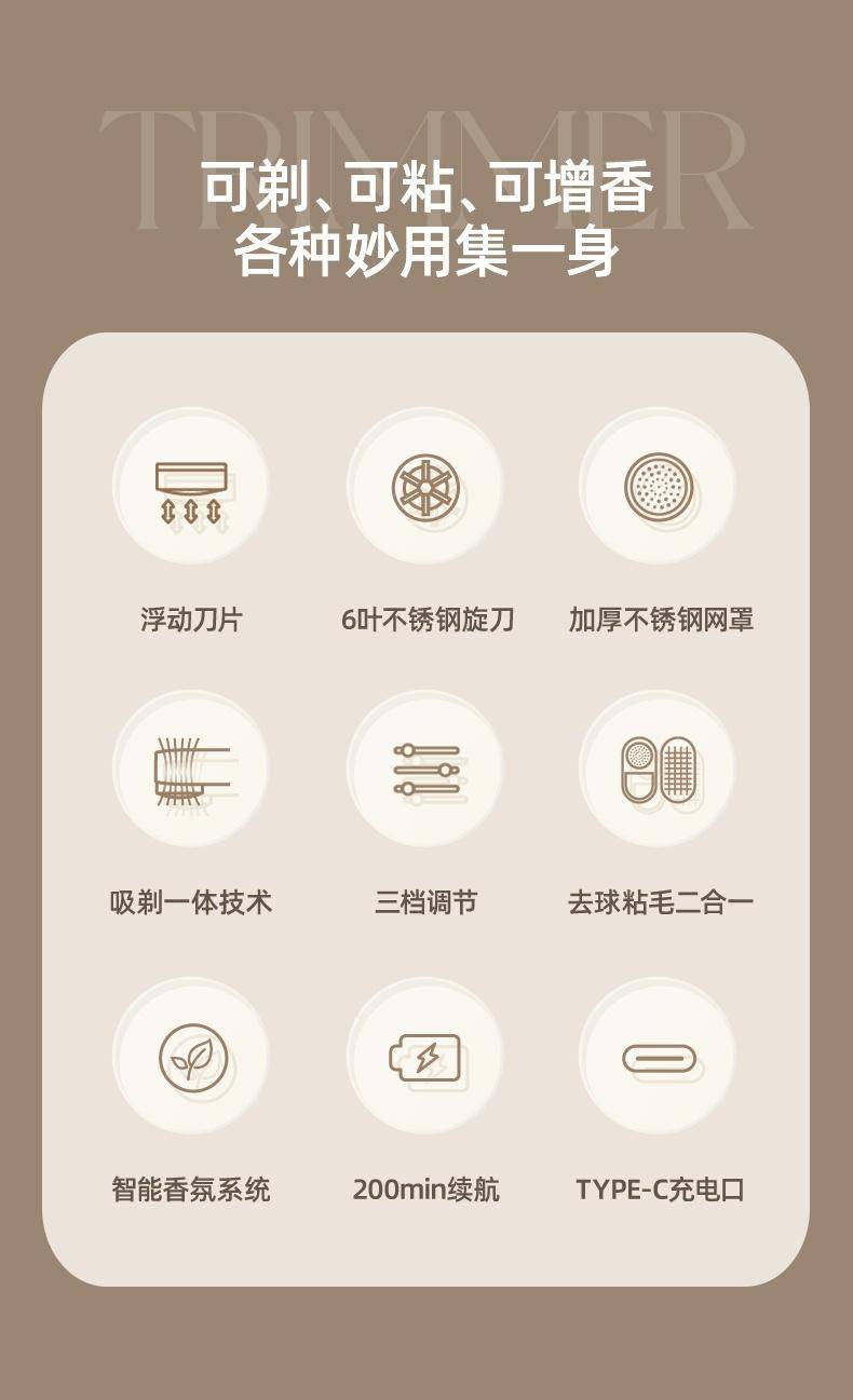 OIDIRE 毛球修剪器 剃毛器衣服去球器充电式毛衣去毛球器除毛器剃毛机剃球器打毛器剃毛球器除球器剃毛机 3刀头 ODI-MQ01