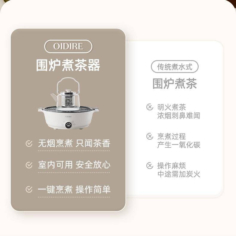 OIDIRE 养生壶 煮茶器围炉煮茶器迷你电陶炉无烟煮茶安全多功能煮茶器 ODI-WLZ01