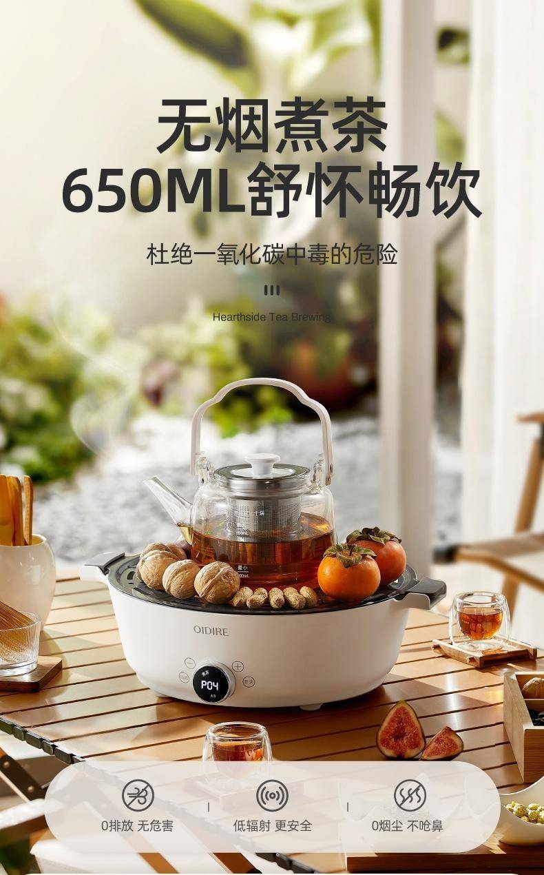 OIDIRE 养生壶 煮茶器围炉煮茶器迷你电陶炉无烟煮茶安全多功能煮茶器 ODI-WLZ01