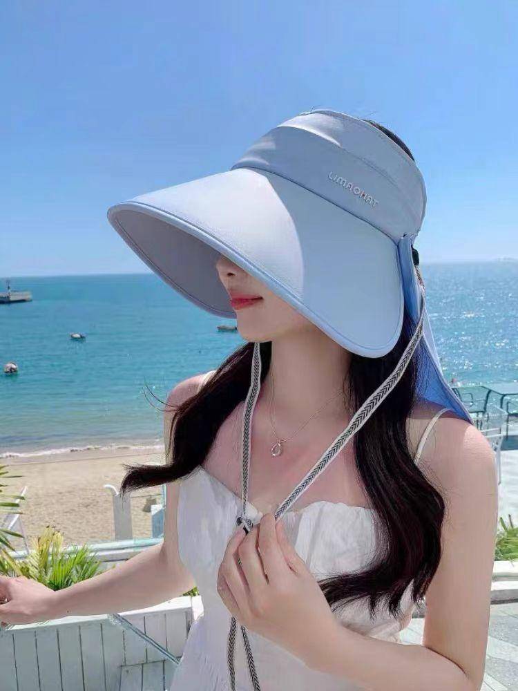 明秀 夏季新款环绕式空顶大帽檐防紫外线多功能遮阳帽