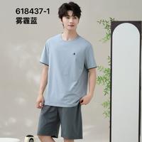 明秀 男士睡衣夏季短袖家居套装