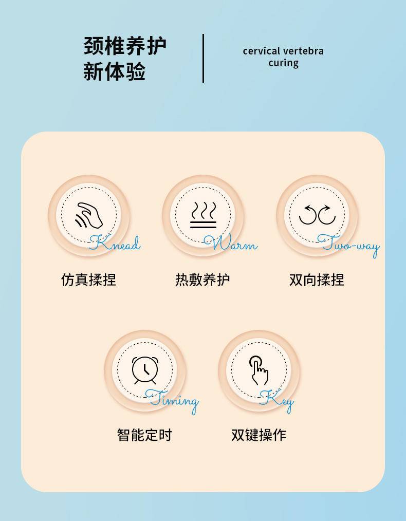 皇泰按摩枕多功能家用全身电动颈肩揉捏加热车载颈椎按摩器