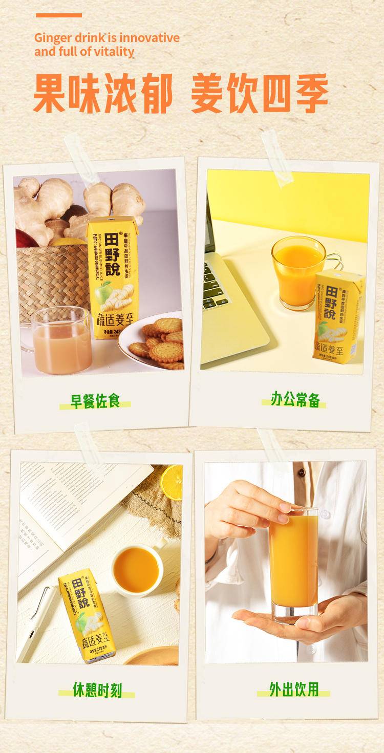 田野说 NFC生姜复合果蔬汁 248ml*10盒*1箱
