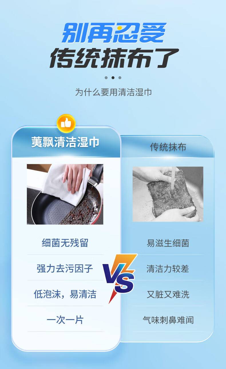 荑飘厨房湿巾超大加厚一片去油去污厨房纸2包/4包/6包