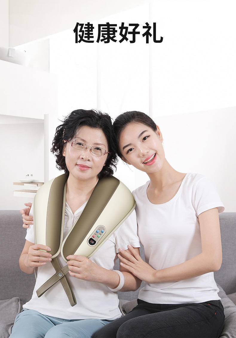 人颈椎披肩按摩器 颈腰背肩部捶敲打加热全身放松按摩仪