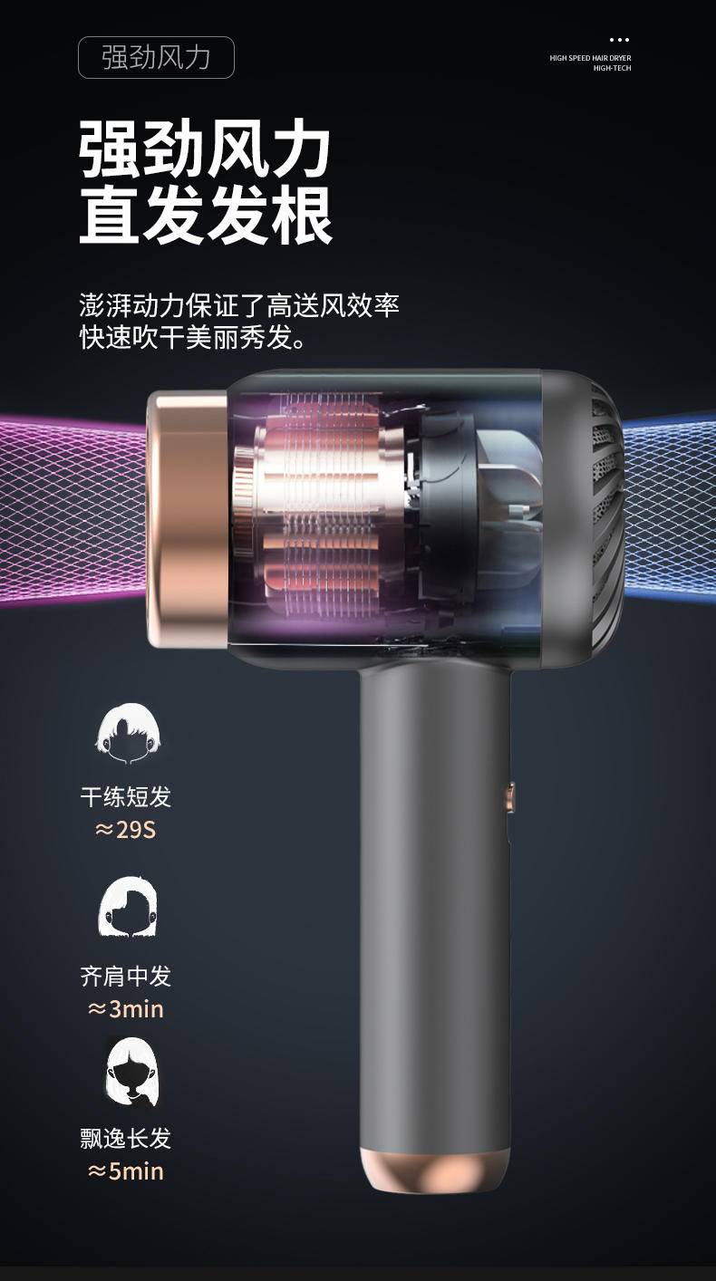 无线吹风机充电吹风筒家用便携不插电宿舍用负离子冷热发吹风机